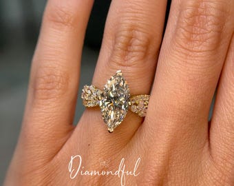 Marquise Criss-Cross Twist Diamond Engagement Ring, IGI CERTIFIED, Marquise Diamond Engagement Ring, Lab Grown Diamond Ring 14K Ring Bespoke