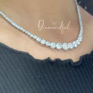 2.58 Carat Lab Grown gradual larger Round Diamond Tennis Necklace, 18K Lab Grown Diamond Tennis Choker Beautiful White Diamonds