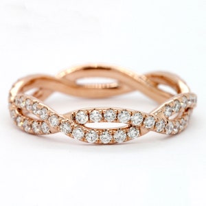 Infinity Wedding Band, Diamond Infinity Eternity Wedding Ring Stackable Band, Stacking Ring, Promise Ring, Anniversary Ring in 18k Gold