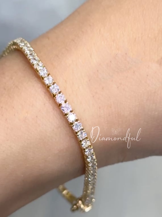Bracelet Tennis Femme Diamants Marquise De Laboratoire - 8 Ct Total - Or Blanc 14k/argent 925 - Neuf Sur Mesure