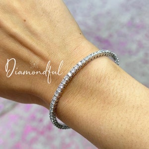 4.92 Carat Round Cut Lab Grown Diamond Bangle Bracelet, 14K Lab Grown Diamond Bangle Bracelet, Gift