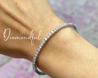 14Kホワイトゴールドブレスレット、ラウンドカットダイヤモンド