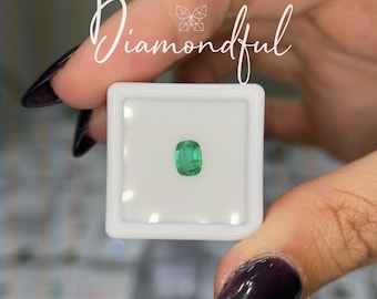 Natural Green Emerald 0.85 CT Cushion Cut Loose Gemstone, Natural Emerald for Fine Jewelry