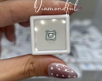 Natural Aquamarine 2.48 CT Asscher Cut Loose Gemstone, Light Blue Aquamarine, Untreated Natural Pakistani Aquamarine for Fine Jewelry