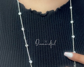 Collar de diamantes en capas / Collar de cadena de diamantes de laboratorio / 14k / Regalo de novia / Regalo para ella