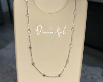 2.00 CTW Lab Grown Diamond Layered Necklace | 17” 14K White or Yellow Gold | Layered Diamond Necklace | Diamond Chain