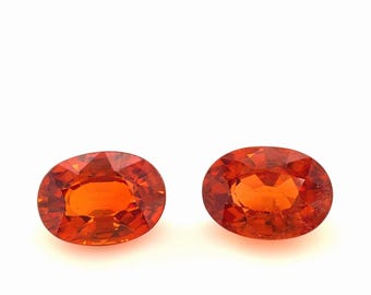 Natural Orange Spessartite Garnet 2.39 CT Oval Cut Matching Pair Loose Gemstones, Orange Garnet Pair, Natural Gemstones for Fine Jewelry