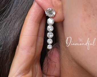 Gradient Round Diamond Dangle Earrings 14K White Gold 9.06 CTW