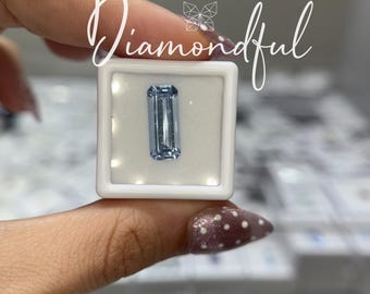 Natural Aquamarine 3.71 CT Elongated Emerald Cut Loose Gemstone, Blue Aquamarine, Natural Brazilian Aquamarine for Fine Jewelry
