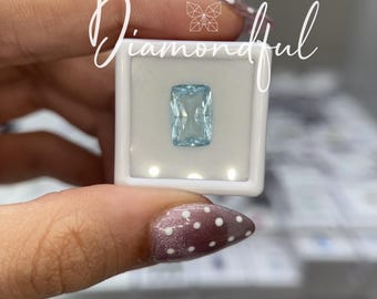 Natural Aquamarine 3.42 CT Radiant Cut Loose Gemstone, Blue Aquamarine, Fine Jewelry