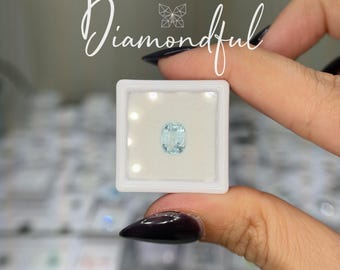 Natural Blue Aquamarine 1.52 CT Cushion Cut Loose Gemstone, Natural Aquamarine for Fine Jewelry
