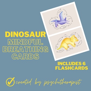 Dinosaur Mindfulness Breathing Exercises for Kids, Anxiety Relief, Coping Skills Cards, Breathing Cards, Calming Corner, Grounding Technique