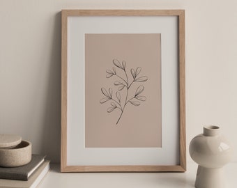 Adeline | Hand drawn minimal botanical line art print | Floral leaf art print in neutral tones | Free shipping | Australian artist