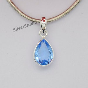 Siberian Blue Quartz Pendant , 925 Sterling Silver Pendant , Handmade Silver Pendant, Teardrop Blue Quartz Pendant, Designer Pendant