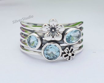 Blue Topaz Ring , 925 Sterling Silver Ring , Handmade Silver Ring , Natural Blue Topaz Ring , December Birthstone Ring , Designer Ring