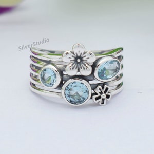 Blue Topaz Ring , 925 Sterling Silver Ring , Handmade Silver Ring , Natural Blue Topaz Ring , December Birthstone Ring , Designer Ring
