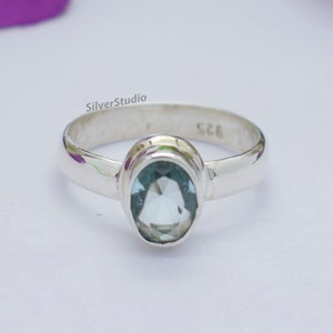 Natural Blue Topaz Ring , 925 Sterling Silver Ring , Oval Topaz Ring , Gift for Her , Birthstone Ring , Women Ring , Handmade Silver Ring