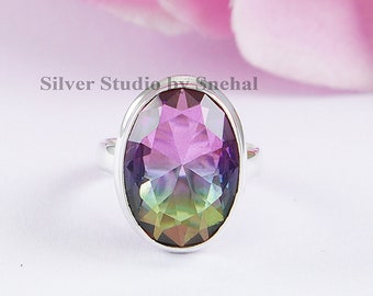 Watermelon Tourmaline Quartz Ring , 925 Sterling Silver Ring , Oval Handmade Ring , Tourmaline Ring, Birthday Ring, Gemstone Ring