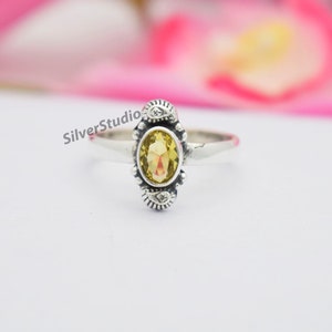 Natural Citrine Ring, 925 Sterling Silver Ring, Oval Citrine Ring, November Birthstone Ring, Boho Ring, Gift for Girls, Handmade Ring