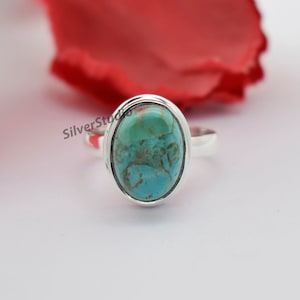 Natural Arizona Turquoise Ring , 925 Sterling Silver Ring , Handmade Ring , Gift for Girls, Oval Turquoise Ring , December Birthstone Ring