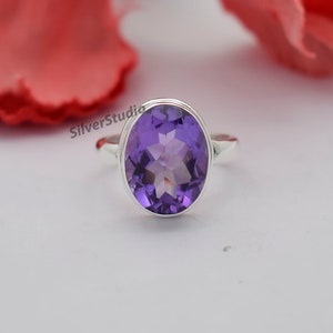Natural Amethyst Ring , 925 Sterling Silver Ring , Oval Amethyst Ring , Purple Amethyst Ring , Anniversary Ring , Women Ring , Handmade Ring