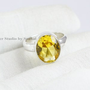 Genuine Citrine Ring, 925 Sterling Silver Ring, Oval Citrine Ring, November Birthstone Ring, Gift for Friends, Yellow Gemstone Ring
