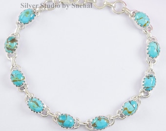 Kingman Turquoise bracelet, Handmade Bracelet, Bridesmaid Bracelet, 925 Sterling Silver Turquoise Bracelet, Engagement bracelet