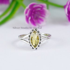 Natural Citrine Ring, 925 Sterling Silver Ring, Dainty Ring, Marquise Citrine Ring, November Birthstone Ring, Boho Ring, Daily Wear Ring