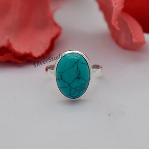 Turquoise Ring , 925 Sterling Silver Ring , Handmade Ring , Oval Turquoise Ring , December Birthstone Ring , Lucky Ring , Women Ring