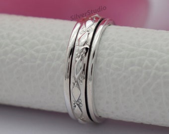 925 Sterling Silver Spinner Ring , Meditation Ring , Handmade Ring , Personalized Ring , Silver Fidget Ring , Women Ring, Thumb Ring