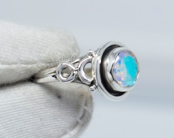 Handmade Sterling Silver Angel Aura Quartz Ring, Designer Band Ring