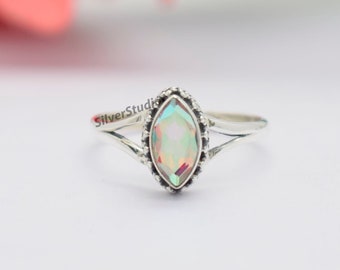 Angel Aura Quartz Ring , 925 Sterling Silver Ring , Handmade Silver Ring, Marquise Natural Angel Aura Quartz Ring, Designer Ring, Women Ring
