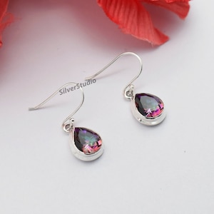 Natural Mystic Topaz Earring , 925 Sterling Silver Earring , Handmade Earring , Dangle Earring , Teardrop Topaz Earring , Women Earring