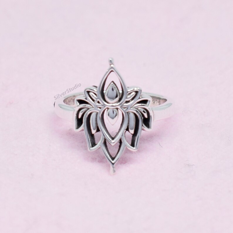 Lotus Designer Ring 925 Sterling Silver Ring Handmade Silver Ring Fine Silver Ring Gift For Her Silver Lotus Ring Designer Ring