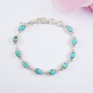 Kingman Turquoise bracelet, Handmade Bracelet, Bridesmaid Bracelet, 925 Sterling Silver Turquoise Bracelet, Engagement bracelet