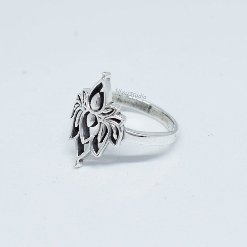 Lotus Designer Ring 925 Sterling Silver Ring Handmade Silver Ring Fine Silver Ring Gift For Her Silver Lotus Ring Designer Ring