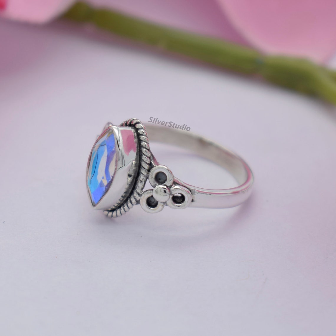 angel aura quartz ring
