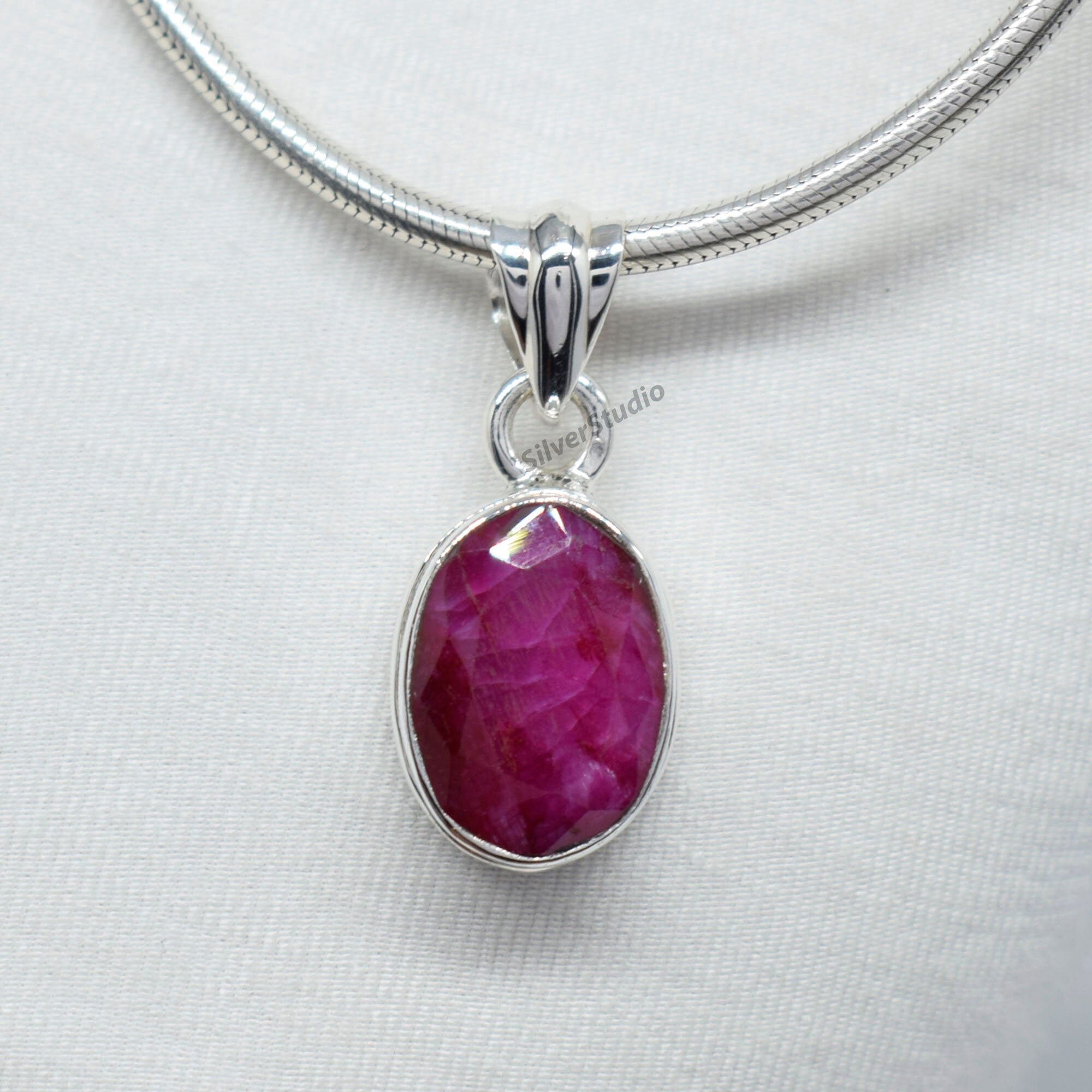 925 Sterling Silver Pendant Natural Ruby Pendant Handmade Etsy