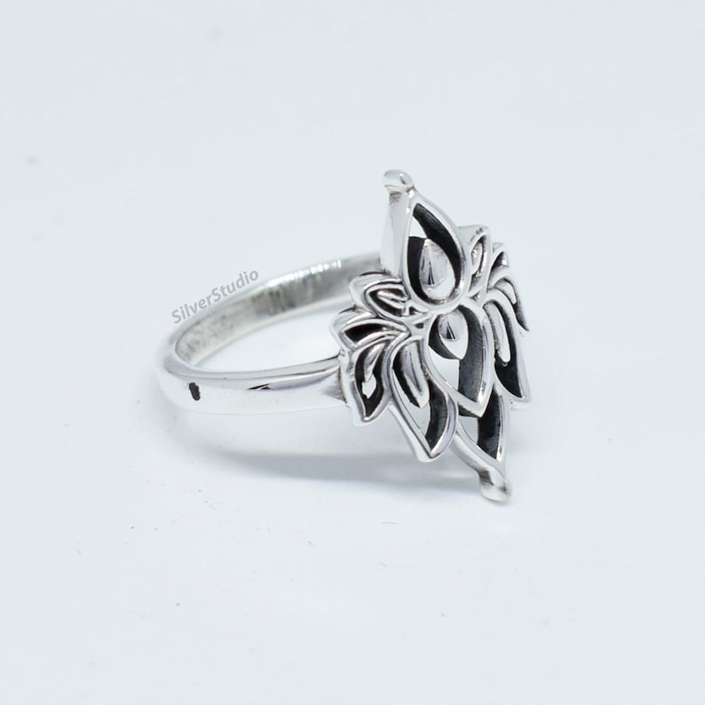 Lotus Designer Ring 925 Sterling Silver Ring Handmade Silver Ring Fine Silver Ring Gift For Her Silver Lotus Ring Designer Ring