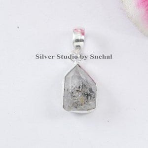 925 Sterling Silver Pendant, Herkimer Diamond Pendant, Raw Gemstone Pendant , Herkimer Diamond Rough Pendant , Wedding Pendant