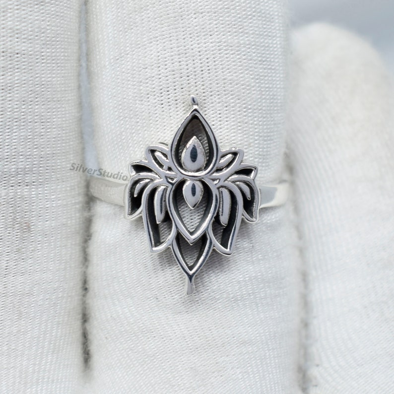 Lotus Designer Ring 925 Sterling Silver Ring Handmade Silver Ring Fine Silver Ring Gift For Her Silver Lotus Ring Designer Ring