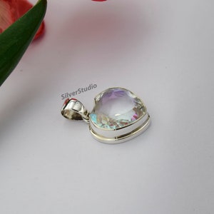 Natural Angel Aura Quartz Pendant , 925 Sterling Silver Pendant , Handmade Pendant , Heart Shape Quartz Pendant , Birthday Pendant