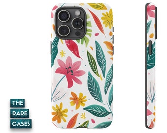 Vibrant Tropical Leaves & Floral Phone Case - Artful and Bright Cover for iPhone 12/13/14/15 Pro/Max, Samsung S24/S23/S22, Pixel 8/7/6/5