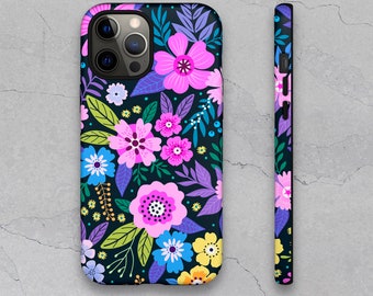 Amazing Flowers iPhone Case 13/12/11/8/X/XR/Pro/Max Dual Layer Premium Case, Floral Phone Cover (Glossy/Matte) Colorful iPhone Tough Case