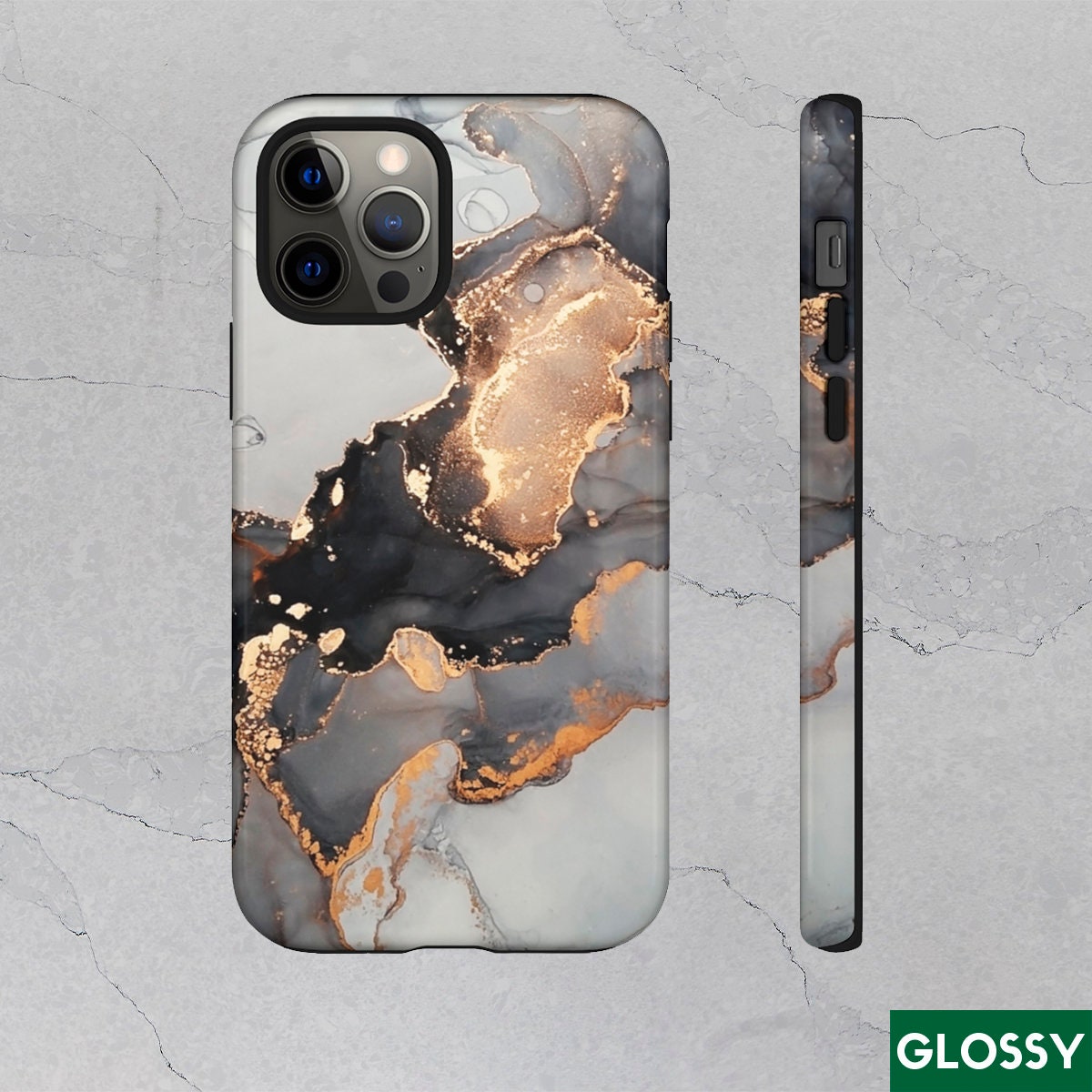 マーブル模様のiPhoneケース – 二重層保護カバー - Etsy 日本
