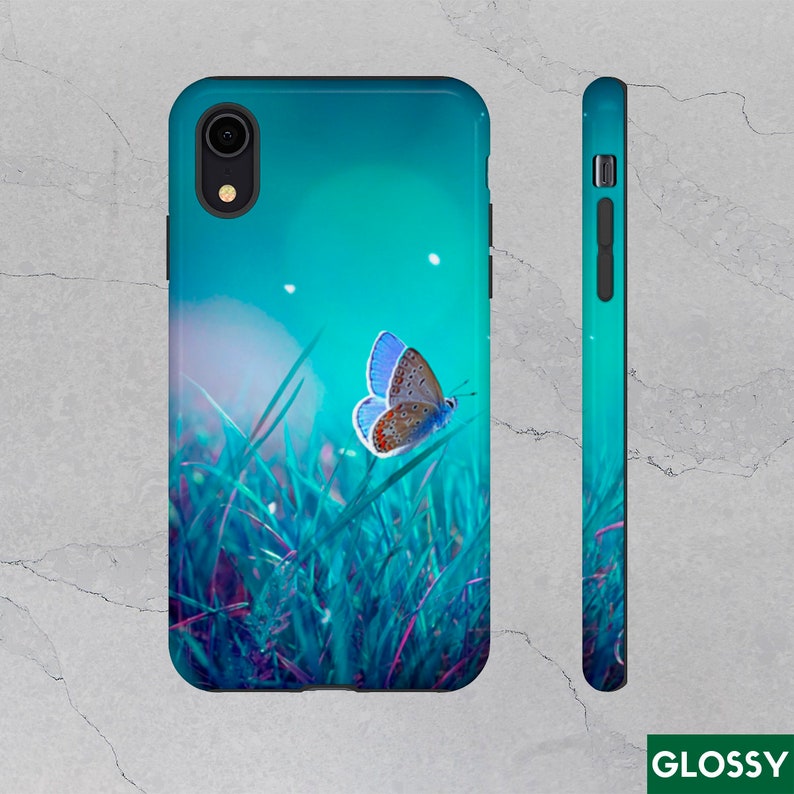 Green Grass iPhone Tough Case Butterfly iPhone Case 8XXR1112ProMaxMini Dual Layer Luxury Case GlossyMatte Floral Phone Covers