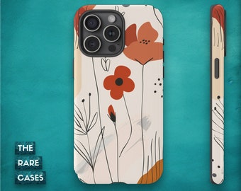 Chic Vibrant Nature-Inspired Floral Phone Cover - Protective for iPhone 15/14/13/12/11/Pro Max, Plus Modern Minimal Art Samsung S24/S23/S22