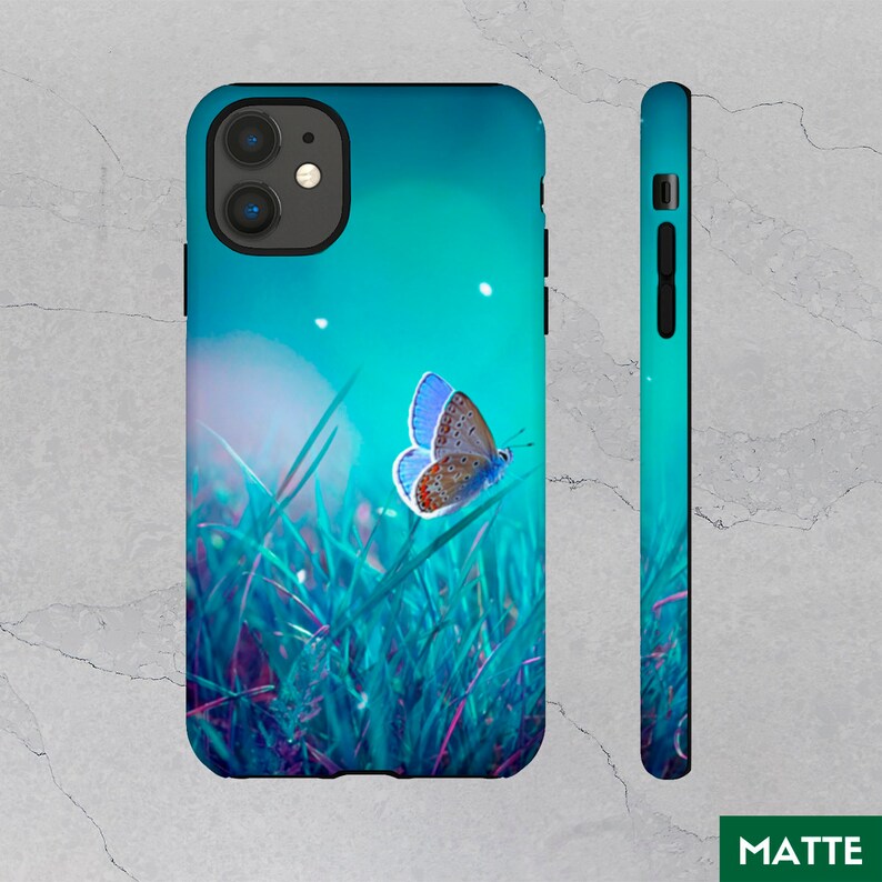 Green Grass iPhone Tough Case Butterfly iPhone Case 8XXR1112ProMaxMini Dual Layer Luxury Case GlossyMatte Floral Phone Covers