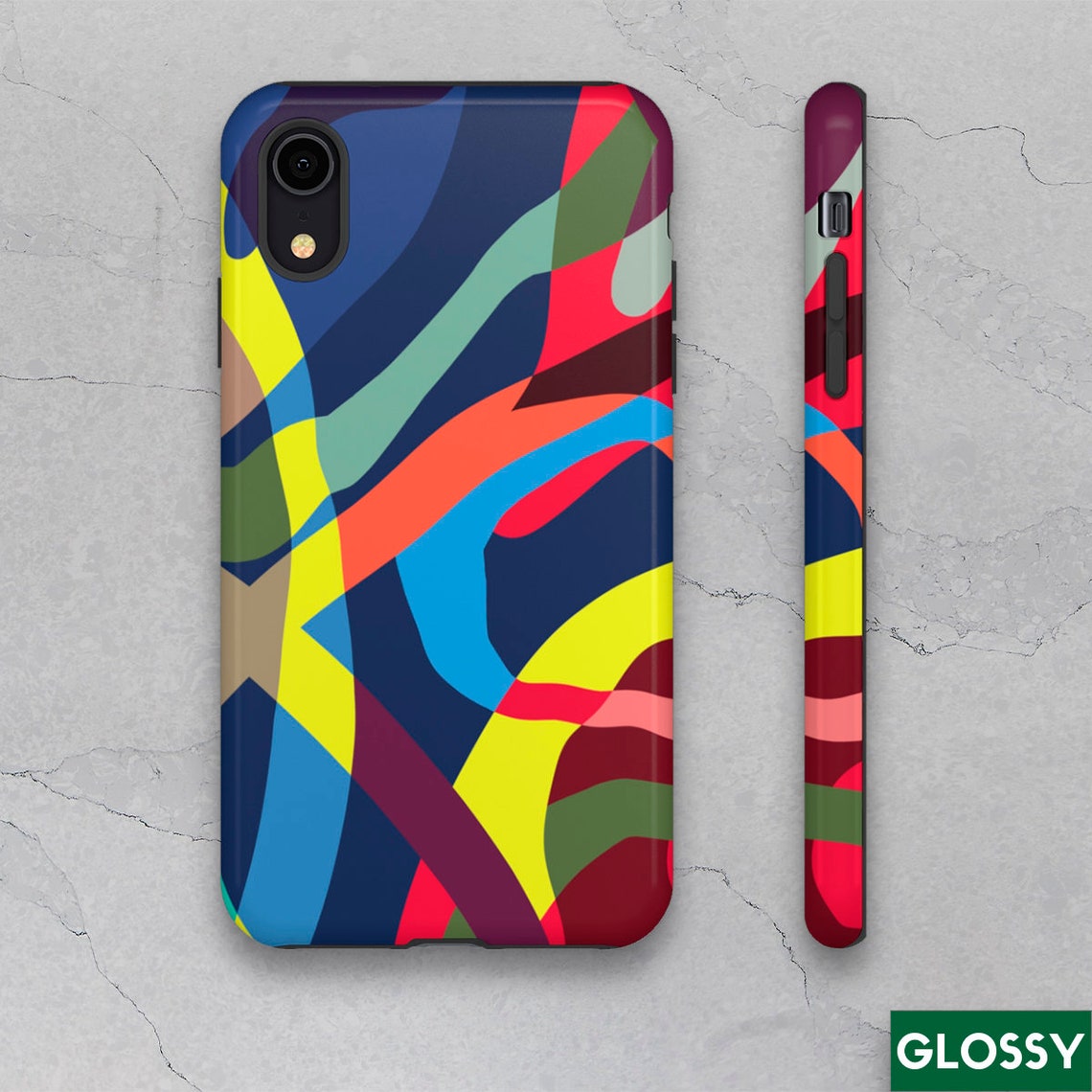 Trendy Abstract iPhone Case 8/X/XR/11/12/Pro/Max Dual Layer Etsy