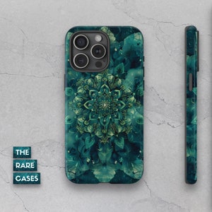 Intricate Teal Mandala Phone Case for iPhone 15/14/13/12/11 Pro Max - Spiritual Art for Samsung S24/S23 | Inspirational Google Pixel Cover